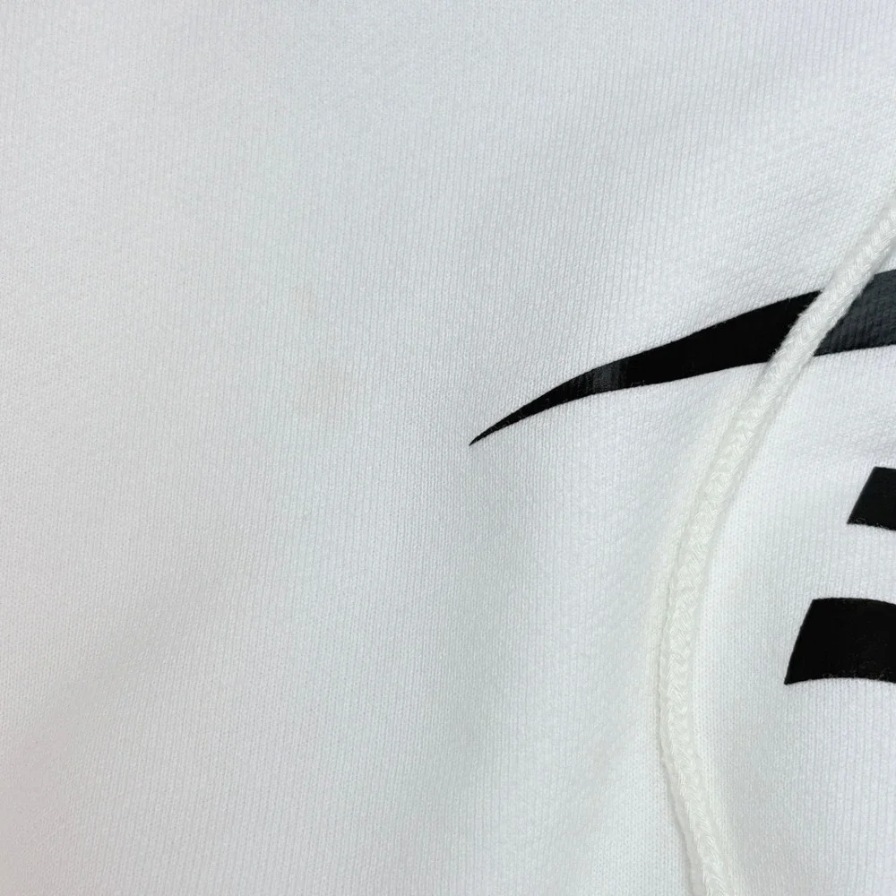 Nike Upside Down Logo  Oversized Cropped French Terry Hoodie White Black Large
